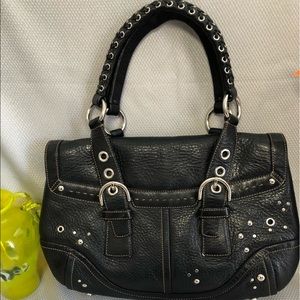 Coach Soho Black Studded Pebble Leather Satchel